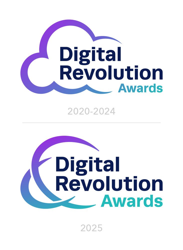 Comparison of old and new Digital Revolution Awards logos