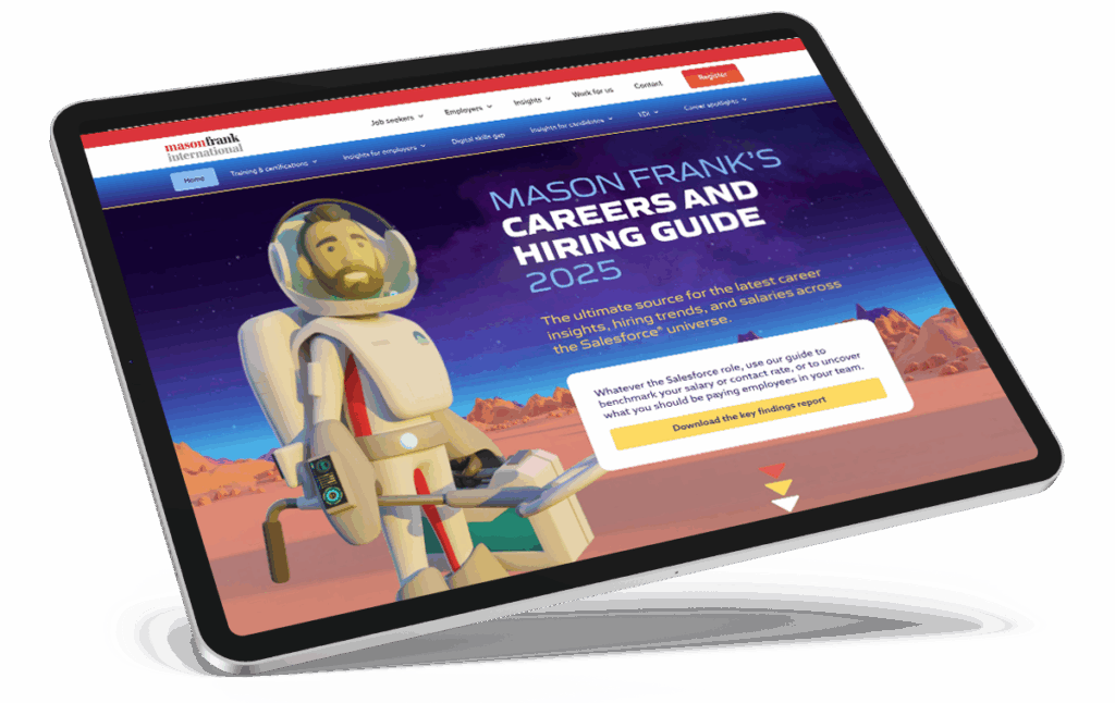 Mason Frank Careers and Hiring Guide homepage showing on an iPad
