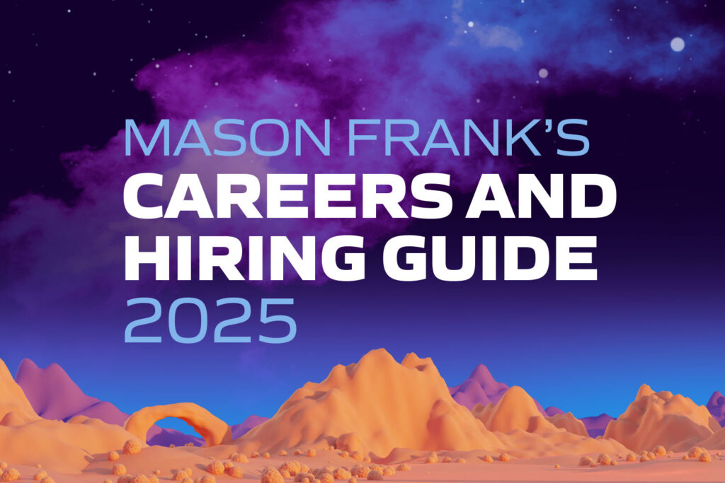 The Mason Frank Careers and Hiring Guide title on a branded background