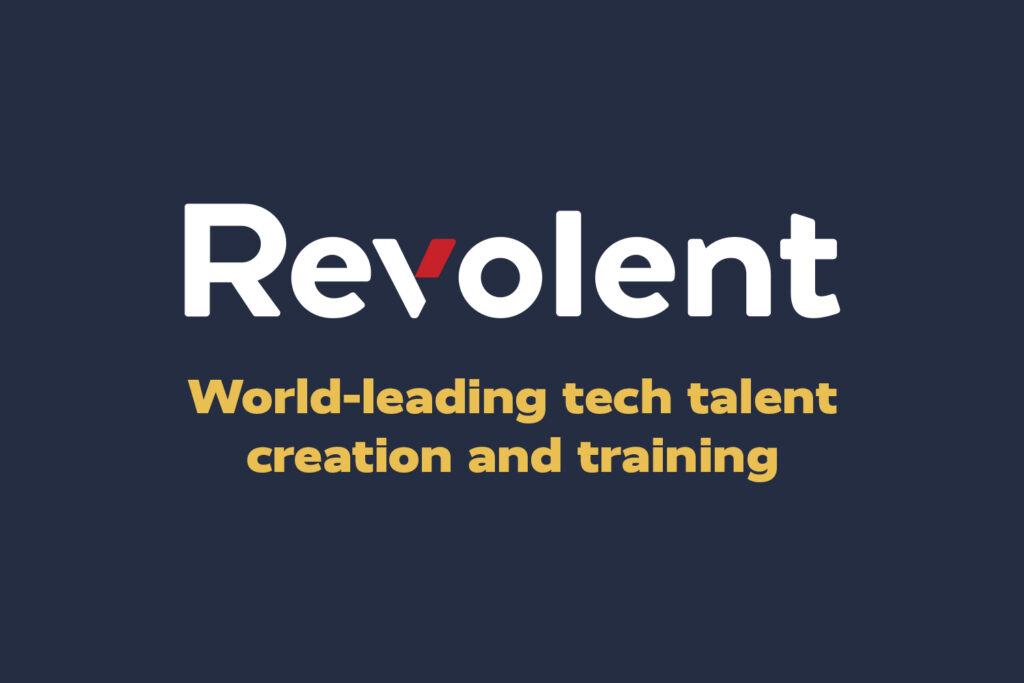The Revolent Group company logo on a dark backdrop